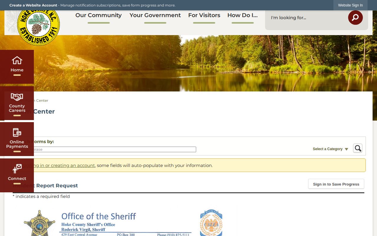 Hoke County Sheriff incident report request form